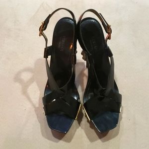 Versace Patent Leather Peep Toe Platform Pumps